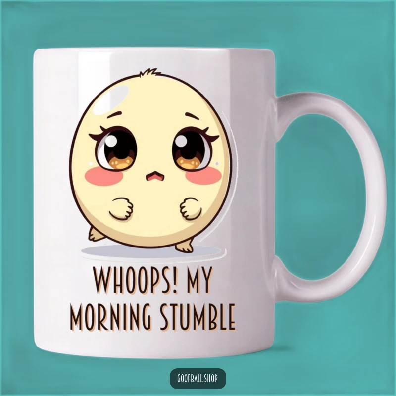Funny Tripping Creature Mug: Mismatched Eyes, Clumsy & Surprised Fun Gift