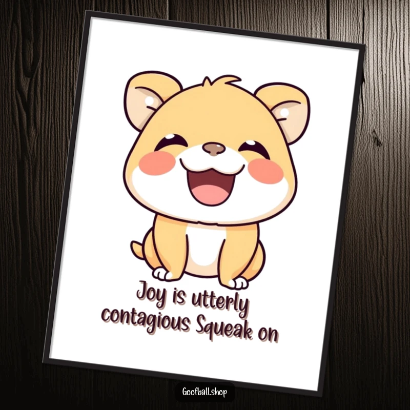 Funny Free Printable Wall Art: A beaming animal with an ecstatic grin, radiating pure, silent joy and infectious happiness.