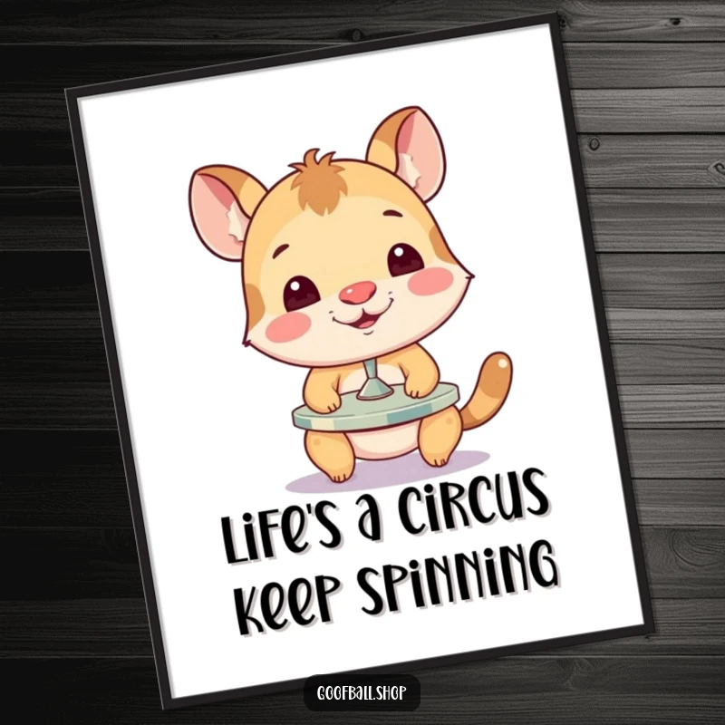 Funny Free Printable Wall Art: A whimsical animal performing a plate-balancing act, bringing laughter and charm to any room.